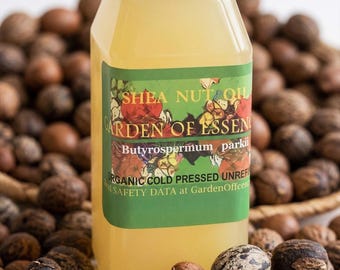 SALE Organic Shea Nut Oil Cold Pressed UNREFINED Face and Body Oil for Very Dry Skin, Hair Conditioner for Frizzy Dry Hair, GardenOfEssences