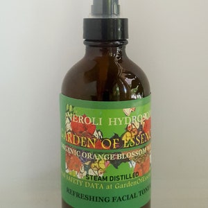ORGANIC Neroli Hydrosol Facial Toner, Orange Blossom Water, Calming for Breakouts, Anti-aging, Hydrating, Sensitive Skin, GardenofEssences