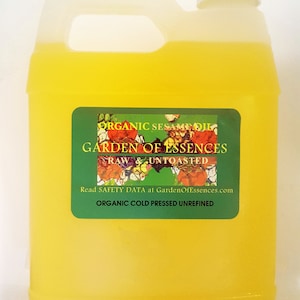 ORGANIC RAW Sesame Oil Unrefined Cold Pressed Untoasted Sesame Seed Oil, Moisturize Face, Hair, Nails, Food Grade Edible, GardenofEssences