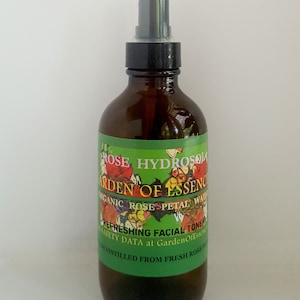 ORGANIC ROSE Hydrosol Face Toner, Rose Water  Chemical-Free for Sensitive Dry Skin, Soothing Breakouts, Rose Floral Water, GardenOfEssences