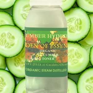 Organic Cucumber Hydrosol Facial Toner USDA Certified Organic Chemical-Free for Sensitive Dry Skin, Refines Pores, Calming, GardenOfEssences
