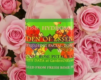 SALE ORGANIC ROSE Hydrosol Face Toner, Rose Water for Sensitive Dry Skin, Soothing Breakouts, Anti-aging Rose Floral Water, GardenOfEssences