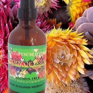 SALE Organic Helichrysum Face Toner Hydrosol, Immortelle Everlasting Distilate, Organic Strawflower Water, Wildflower Water GardenOfEssences
