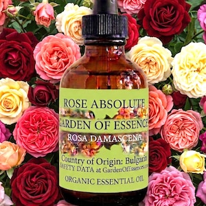SALE Organic Rose Essential Oil Absolute Bulgarian, and Rose Essential Oil Steam Distilled, Top Anti-aging Oil, GardenOfEssences