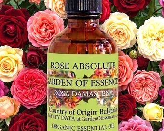 SALE Organic Rose Essential Oil Absolute Bulgarian, and Rose Essential Oil Steam Distilled, Top Anti-aging Oil, GardenOfEssences