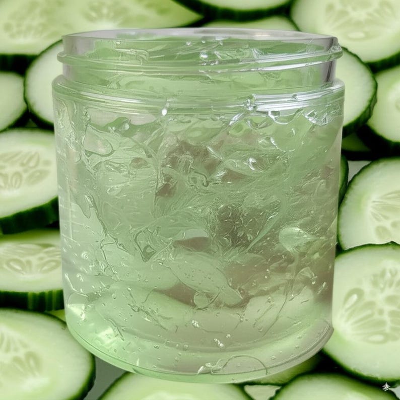 Organic Cucumber Gel for Puffy Eye Bags+Eye Lines, Like Aloe Gel, Face Hydrate for Dry, Sensitive Skin Cooling Calming Mask GardenOfEssences image 2