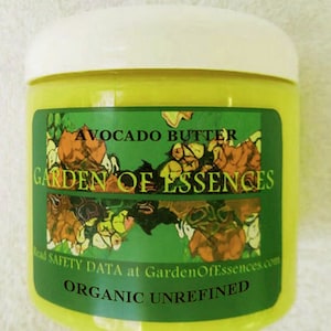 Avocado Body Butter Certified ORGANIC Moisturizer Cold Pressed Unrefined, Avocado Pomace Raw Pure Butter Non-hydrogenated,  GardenOfEssences