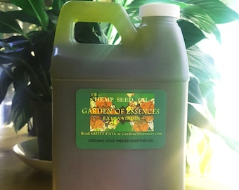 Organic Hemp Seed Oil UNREFINED Cold Pressed Pure for Rough Irritated Uncomfortable Skin, Dry Scalp, Edible Hemp Seed Oil, GardenOfEssences