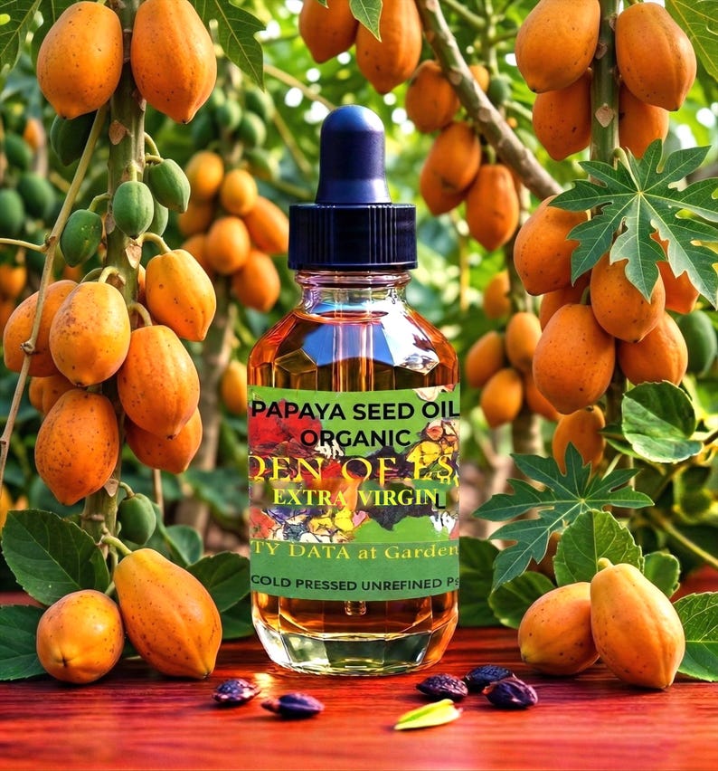 SALE Organic Papaya Seed Oil UNREFINED Cold Pressed Face Oil for Dark Spots, Brown Patches, Comfort, Gentle Exfoliant, GardenOfEssences Bild 2
