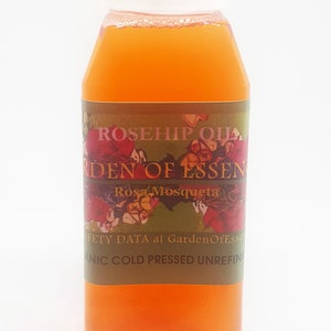ORGANIC Rosehip Oil UNREFINED Cold Pressed Oil for Marks, Dark Patches + Spots, Uneven Tone, Face Lines, Dry Body Skin, GardenOfEssences