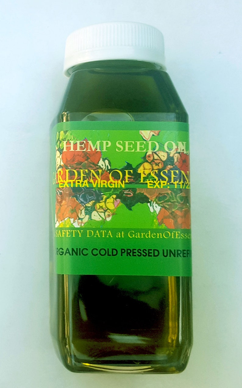 Organic Hemp Seed Oil UNREFINED Cold Pressed Pure for Rough Irritated Skin or Itchy Scalp, Edible Hemp Seed Oil, Soothing, GardenOfEssences image 4