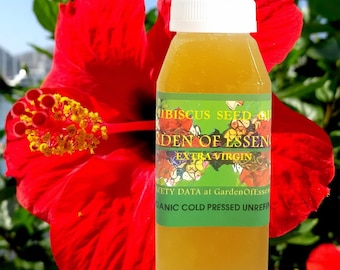 SALE Hibiscus Oil UNREFINED Organic Cold Pressed for Dry Face and Lines, Dry Body Skin, Glossy Thick Hair, Organic Hand Oil GardenOfEssences