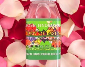SALE ORGANIC ROSE Hydrosol Face Toner, Rose Water for Sensitive Dry Skin, Soothing Breakouts, Anti-aging Rose Floral Water, GardenOfEssences
