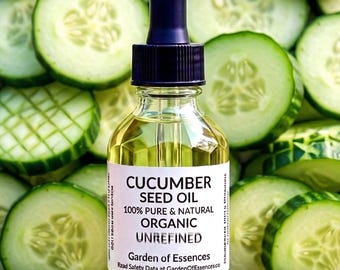 SALE ORGANIC Cucumber Seed Oil UNREFINED Cold Pressed, Calming, Anti-aging Oil, Hydrating Oil for Fine Lines + Crepey Skin GardenOfEssences