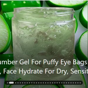 Organic Cucumber Gel for Puffy Eye Bags+Eye Lines, Like Aloe Gel, Face Hydrate for Dry, Sensitive Skin Cooling Calming Mask GardenOfEssences image 6