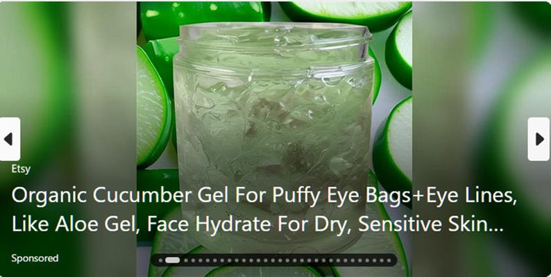 Organic Cucumber Gel for Puffy Eye Bags+Eye Lines, Like Aloe Gel, Face Hydrate for Dry, Sensitive Skin Cooling Calming Mask GardenOfEssences image 6