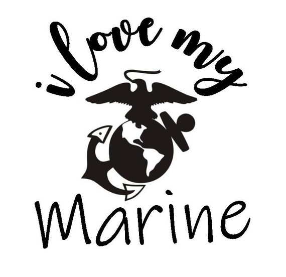 Download I Love My Marine Vinyl Decal | Etsy