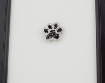 Black and White Rhinestone Paw Print Needleminder / Animal Print Needle Minder