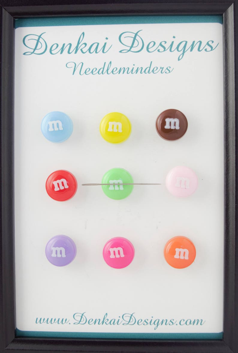 Set of 2 Candy Needleminders / Chocolate Needleminders / M n M inspired Needle Minders image 2