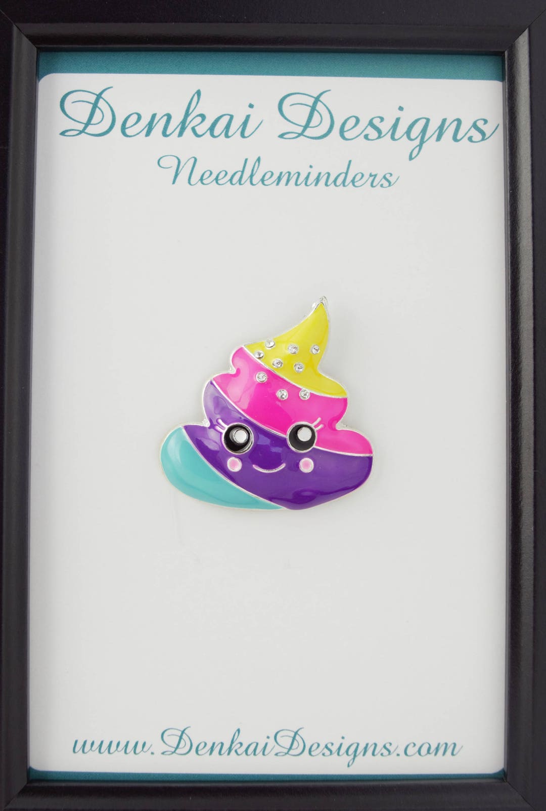 Multicoloured Poop Needleminder / Happy Poo Needle Minder / Rhinestone