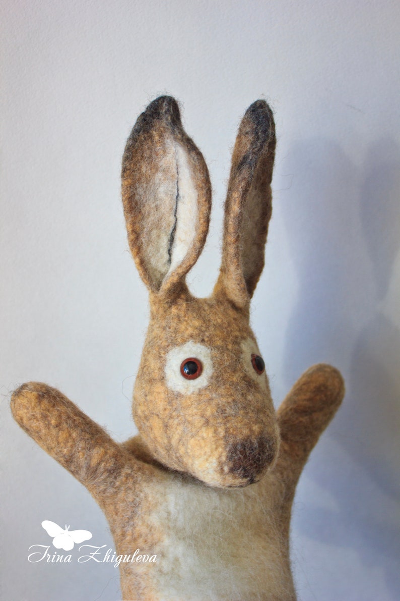 Bunny Easter Bunny hand puppet wet felted animal hand Etsy