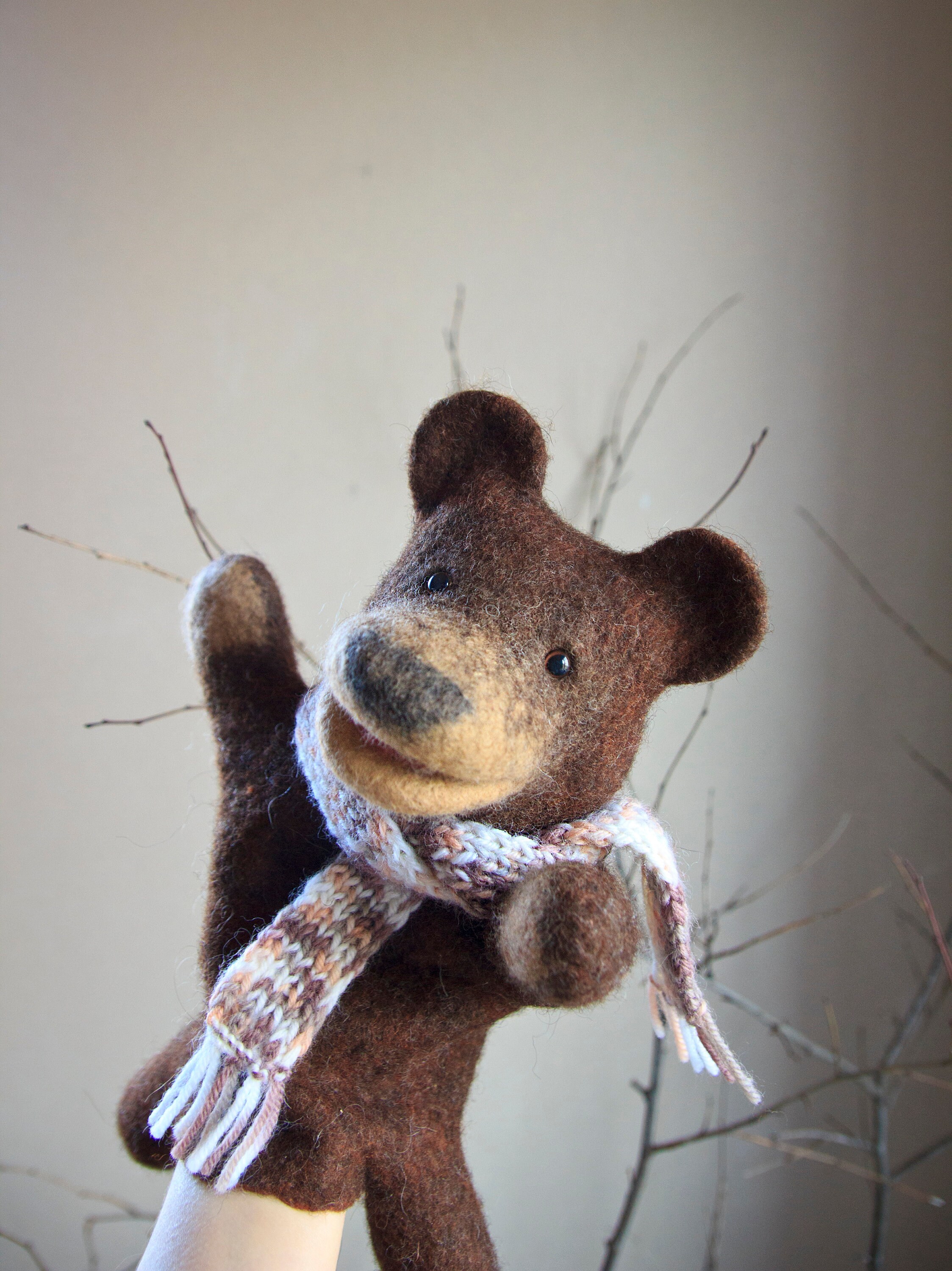 Bear brown bear hand puppet wet felted animal hand puppet. Etsy
