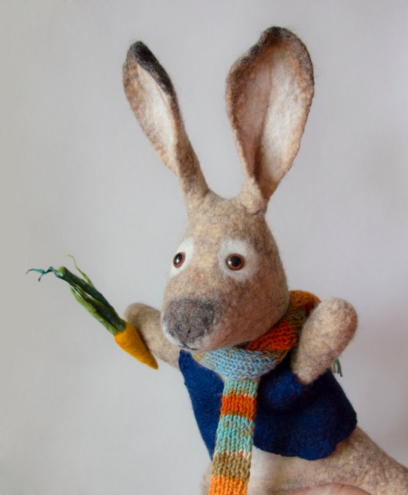 Bunny Easter Bunny hand puppet wet felted animal hand Etsy