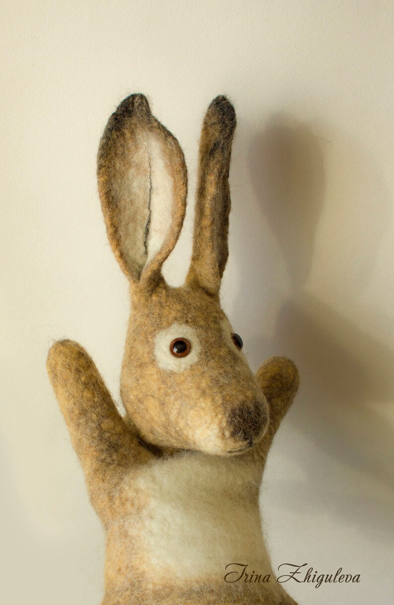 Bunny Easter Bunny hand puppet wet felted animal hand Etsy