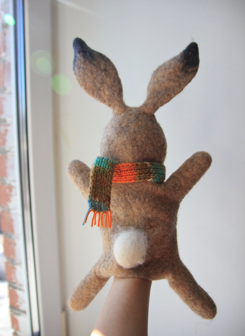 Bunny Easter Bunny hand puppet wet felted animal hand Etsy