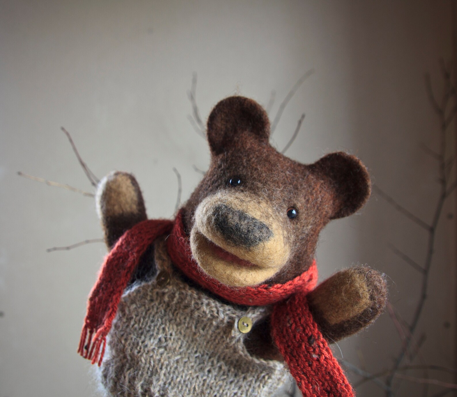 Bear brown bear hand puppet wet felted animal hand puppet. Etsy