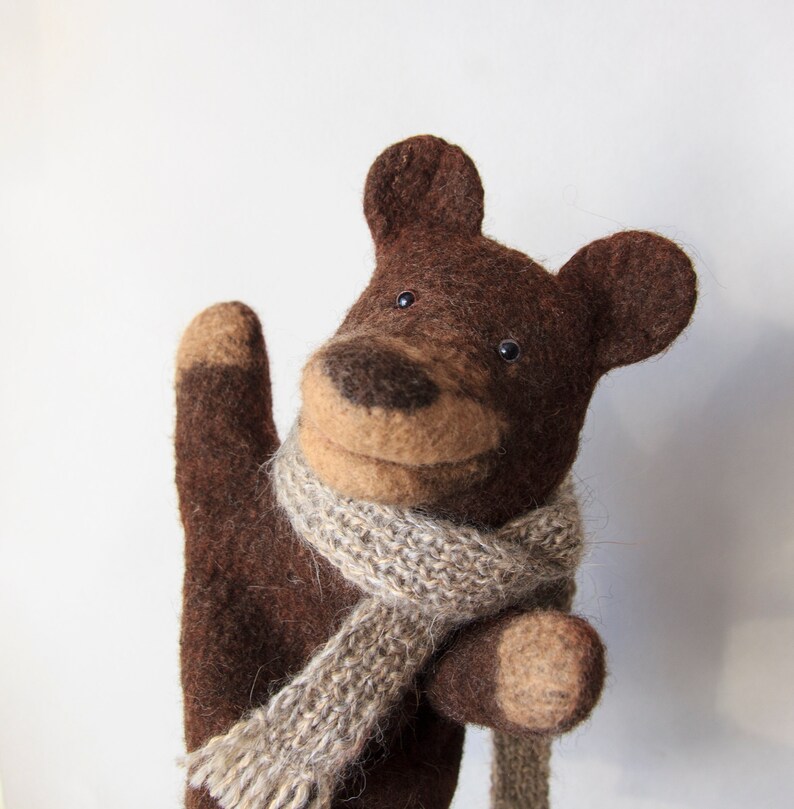 Bear brown bear hand puppet wet felted animal hand puppet. Etsy