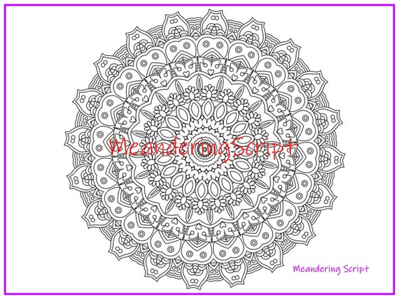 Printable Coloring Pages Mandala Complex Adult Coloring Pages Etsy