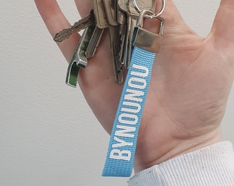 Cordon porte-clés personnalisé | Avec poignée | Porte-sac avec nom | sur mesure |