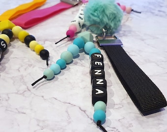 Keychain set Marli with silicone beads and handle cord | keychain set with name | Custom Gift | Bag pendant Gift