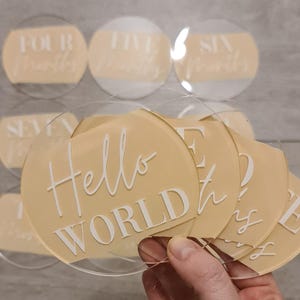 Dischi in acrilico per le tappe fondamentali del bambino | Per un preavviso di 12 mesi | Accessori fotografici mensili | Regalo di maternità | Regalo di nascita