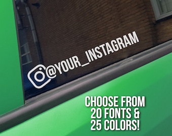 名前入りのパーソナライズされた Instagram ステッカー | ユーザー名の輪郭カット | ユーザー名のハンドルのデカール | 車と窓のステッカー