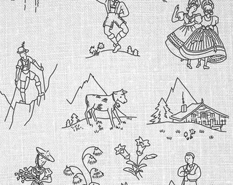 Miniature Alpine Scenes Hand Embroidery Patterns Vintage PDF Pattern Alps Embroidery Printable Embroidery Patterns