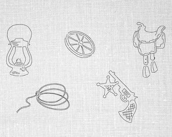 Cowboy Stuff Hand Embroidery Patterns, PDF Pattern, Vintage Embroidery Transfer Pattern, Embroidery Design, Printable Embroidery PDF Pattern