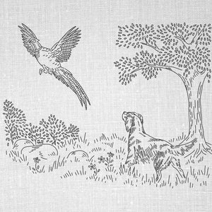 Hunting Dog and Pheasant Hand Embroidery Pattern, Dog Embroidery Pattern, Embroidery Hoop Art, Embroidery PDF, Embroidery Design, Vintage