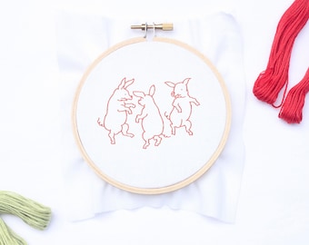 Whimsical Pigs Vintage Hand Embroidery PDF Design Printable Pattern Reproduction Embroidery Pattern