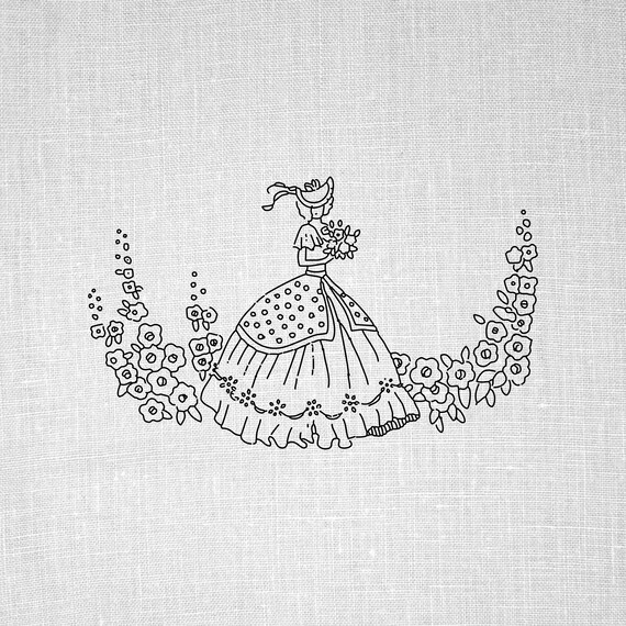 Crinoline Lady Arbor Embroidery Transfer Deighton1511 