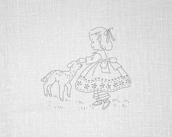 Embroidery Pattern, Embroidery Design, Hand Embroidery, PDF Pattern, Vintage, Embroidery, Hoop Art, Mary Had A Little Lamb