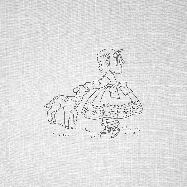 Embroidery Pattern, Embroidery Design, Hand Embroidery, PDF Pattern, Vintage, Embroidery, Hoop Art, Mary Had A Little Lamb