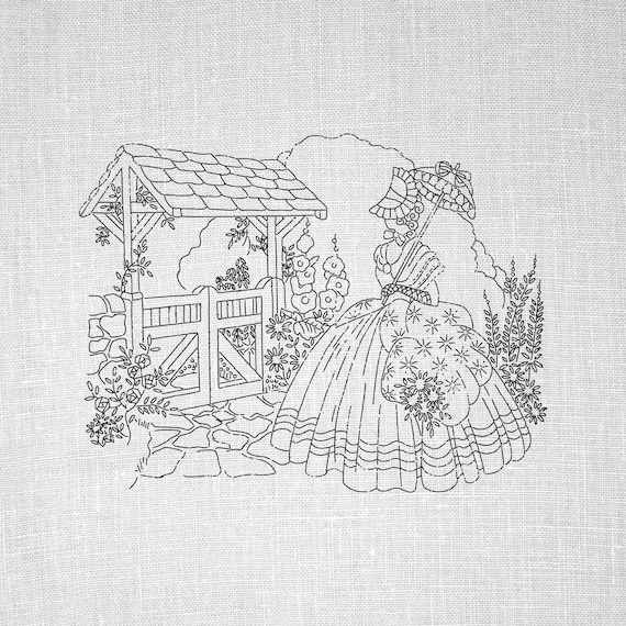 Hand Embroidery Vintage PDF Pattern Crinoline Lady Embroidery Printable  Embroidery Patterns Embroidery Pattern PDF