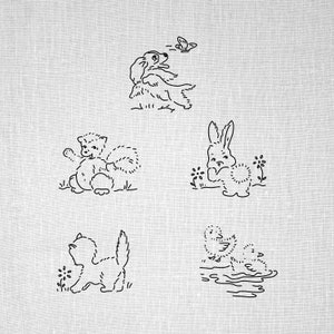 SET of Hand Embroidery Patterns, Embroidery PDF, Printable Patterns, Vintage Transfer, Hoop Art, Nursery Animal Patterns