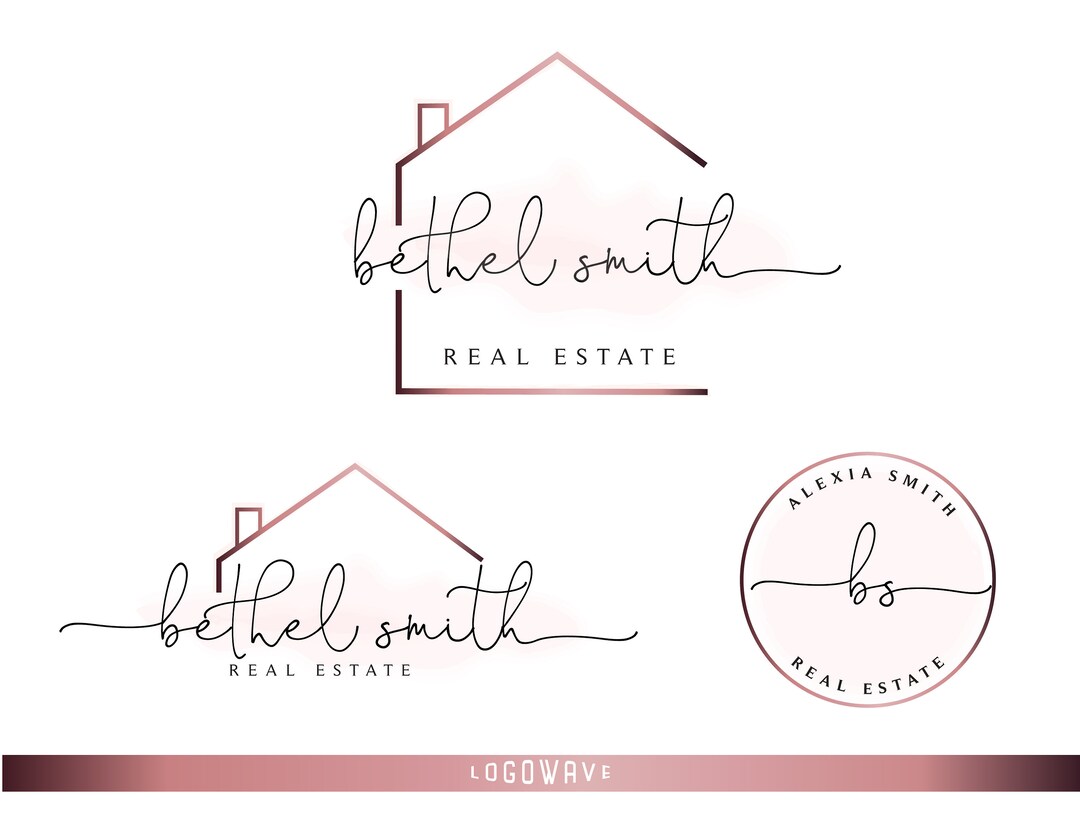 Real Estate Logo Rose Gold Logo Home Logo Design Realtor - Etsy