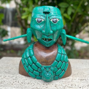 König K’inich Janaab’ Pakal Totenmaske Handgeschnitzter Zedern Mayan Holz Palenque Gott