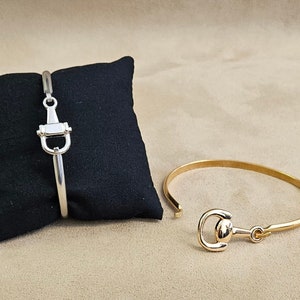 Snaffle Bit Cuff Bracelet silver or gold, perfect Equestrian gift. Comes boxed