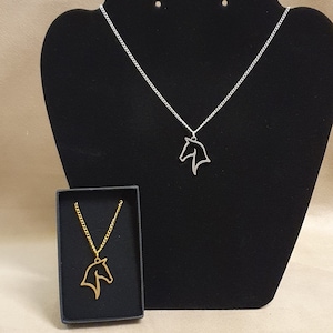 Horse Head necklace. Equestrian gift. Silver or Gold. Comes boxed