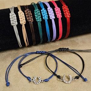 Horseshoe cord Bracelet, crystal or plain, perfect Equestrian gift